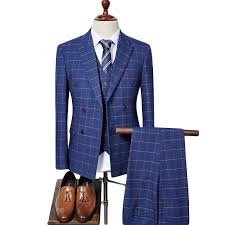 Double Breasted Suit Men 2019 Brand Slim Fit Mens Plaid Suits British Style 3 Piece Groom Wedding Suit Navy Blue Suits Aliexpress Not to mention what the groomsmen will wear to compliment him. double breasted suit men 2019 brand slim fit mens plaid suits british style 3 piece groom wedding suit navy blue
