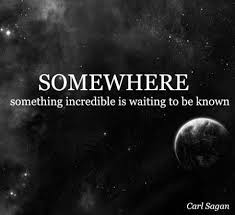 Somewhere Something Incredible Is Waiting To Be Known Carl Sagan Here S Hoping It S Discovered By A Girl Sc Carl Sagan New Adventure Quotes Science Quotes