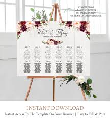 Once created, you can use them to arrange tables and you can always make good use of the free wedding seat chart templates to create a perfect sitting pattern. Printable Glitter Marble Vertical Seating Sign Instant Download 4 Sizes Spksbr Fully Editable Burgundy Wedding Seating Chart Template Wall Hangings Home Living Kromasol Com