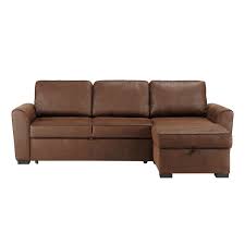 Canape D Angle Convertible 3 4 Places En Microsuede Marron Ecksofa Sofa Leder Braun Und Sofa