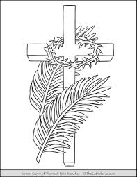 Lent Coloring Page Cross Palms Crown Of Thorns Thecatholickid Com Cross Coloring Page Catholic Coloring Jesus Coloring Pages
