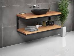 Waschtisch Aus Holz Freihangend Zur Wandmontage In 2020 Waschtisch Waschtischplatte Waschtisch Holz Gaste Wc