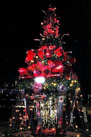 It features a snowy wooded scene. Auto Parts Christmas Tree Christmas Tree Christmas Holiday Lights
