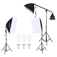 Andoer Photography Photo Lighting Kit Set With 5500k 135w Daylight Studio Bulb Light Stand Square Cube Softbox Cantilever Bag Andoer Com