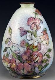 Camille Faure Emailleur D Art Vase Pois De Senteur Annees 50 Vase Sweet Pea Pottery Art