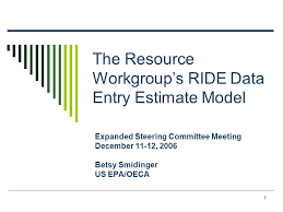 1 The Resource Workgroups Ride Data Entry Estimate Model