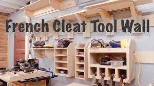 It involves securing a strip of wood with a 45 degree bevel to the wall and then securing an opposing beveled strip on the back of a cabinet or anything you. French Cleat Tool Wall Woodworking Clamp Rack Youtube