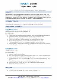 Subject Matter Expert Resume Samples Qwikresume