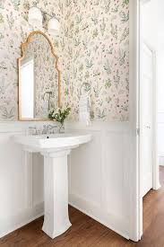 To support your makeup activity, get task lighting in both sides of wall mirror. Light Over Pedestal Sink Design Ideas