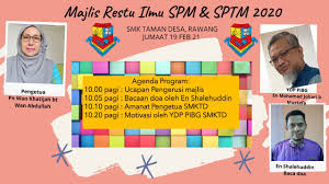 Majlis restu ilmu spm 2019 blog rasmi smk skudai johor. Majlis Restu Ilmu Spm Stpm 2020 Smk Taman Desa Rawang Selangor Youtube