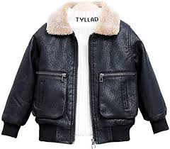 Great For Flyzy Boys Thicken Faux Leather Bomber Jacket With Fur Collar Boys Girls Jacket Faux Leather Bomber Jacket Leather Bomber Jacket Faux Leather Bomber