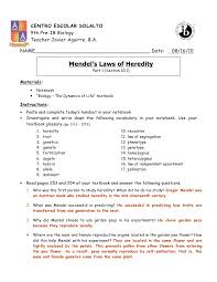 This test can only be taken once. Mendel S Laws Of Heredity Part 1 Pp 253 254 Answer Key