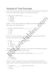 These adverbs of time are often used Adverbs Of Time Exercises Esl Worksheet By Suzieq01