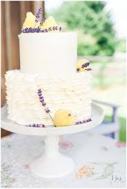 Buttercream Two Tier Wedding Cake With Lavender Flowers And Lemons Simple Wedding Cake Tiered Wedding Cake Gorgeous Wedding Cake