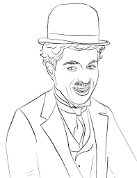 Relaxing portrait coloring page for adults. Charlie Chaplin Portrait Coloring Page Online Coloring Pages