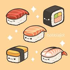 Adorable And Simple To Draw Kawaii Sushi Doodles Cute Food Drawings Kawaii Drawings Cute Animal Drawings Kawaii