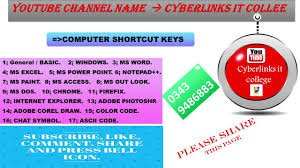  keyboard shortcuts are keys or combinations of keys that provide an alternative way to do something that you'd typically do with a mouse. Computer Shortcut Keys Part 3 Youtube