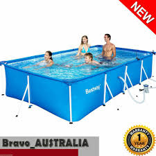 Bestway Steel Frame Pool Above Ground Rectangle 4m Swimming Pool W Filter Pump Rectangle Pool Pool Swimming Pools