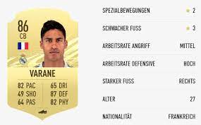 Raphaël varane (born 25 april 1993) is a french footballer who plays as a centre back for spanish club real madrid, and the france national team. Fifa 21 Ratings Das Sind Die Besten Spieler