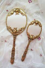 $11.61 vintage vanity mirror hand held wood carved etched flower round bevelled glass. 180 Vintage Hand Held Mirrors Ideas In 2021 Hand Mirror Vanity Set Vintage Vanity