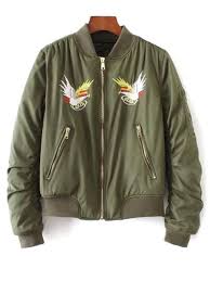 Eagle Embroidered Quilted Bomber Jacket Army Green S Quilted Bomber Jacket Bomber Jacket Bomber Jacket Women