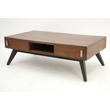 Structure:panneau de particules, feuille de mélamine, bord en plastique. Table Basse Vintage 2 Tiroirs Hindi Par Nomadde Mobilier Design