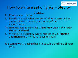 Once again, it mostly boils down to what kinds of songs you want to write. Composing A Pop Song Year 9 Popular Song Learning Objectives These Are The Learning Objectives Know Some Steps To Writing Some Lyrics Understand How Ppt Download