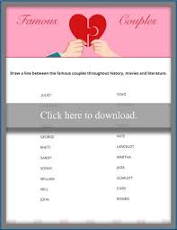 Think you know a lot about halloween? Famous Couples Printable For A Bridal Shower Game Lovetoknow