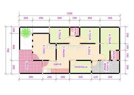 Desain rumah 3 kamar dibuat berjejer kearah kiri, dimana 1 kamar utama dan 2 kamar ukuran sedang. Denah Rumah Minimalis 2 Kamar 1 Mushola