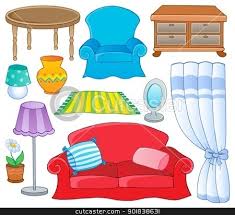 Things in the bedroom clipart black and white. Room Design Clipart