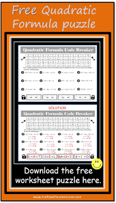Quadratic Formula Worksheet Puzzle Free Quadratics Quadratic Formula Free Math Resources