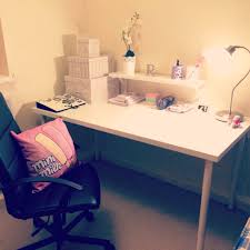 Ikea Linnholm Desk And Torkel Chair With Kroby Work Lamp Laura Ashley Storage Boxes And Paperchase Pen Pots Study Decor Laura Ashley Storage Boxes Desk