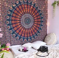 Orange Blue Mandala Tapestry Boho Indian Wall Hanging Hippy College Dorm Tapestries Decor Bohemian Hippie Wall Tapestry Bedroom Room Tapestry Tapestry Bedroom