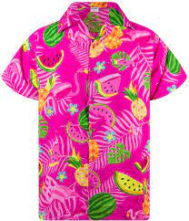 King Kameha Funky Hawaiian Shirt Men Shortsleeve Frontpocket Hawaiian Print Melon Flamingo Fruits At Hawaiian Shirt Outfit Mens Hawaiian Shirts Hawaiian Shirt