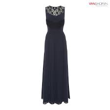 Váy maxi BIBA họa tiết ren thân váy, mầu xanh navy - VnnShop