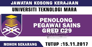 Check spelling or type a new query. Jawatan Kosong Kerajaan Penolong Pegawai Sains Gred C29 Uitm Jawatan Kosong Terkini Negeri Sabah