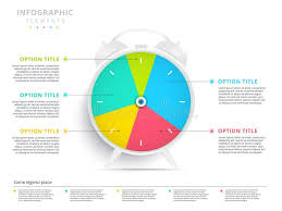 Alarm Clock 5 Step Business Process Pie Chart Infographics