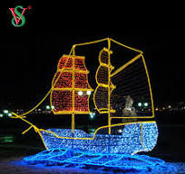LED 3D Christmas Boat Motif Lights LED Rope Lighted Outdoor 3D Ship for  Shopping Mall Christmas Decoration