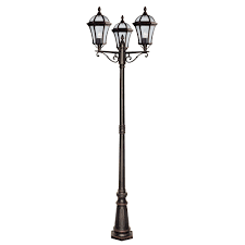 They feature an e39 mogul base, and are ideal for outdoor. Capri Aluminium Ip23 Rustic Brown 3 Light Outdoor Post Lamp Bevelled Glass