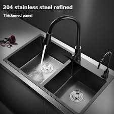 Kraus kbu22 double bowl sink is designed in accordance with your kitchen style. Black Kitchen Sink Double Bowl Nano Double Sink Stainless Steel Seamless Welding Home Sink Kitchen Items Kitchen Sink Faucet Set Kitchen Sinks Aliexpress