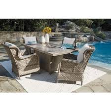 Patio furniture fire pit table set. Windon Barn Outdoor Fire Pit Table Set W Clear Ridge Chairs Signature Design Furniture Cart