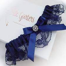 Simple elegance wedding garters, ivory and blue. Navy Blue Wedding Garter Winter Wedding Wedding Garter Blue Wedding Garter Lace Wedding Garter