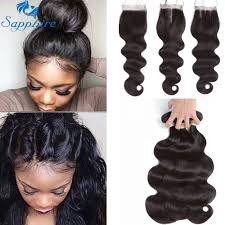 sapphire brazilian hair weave bundles with closure body wave