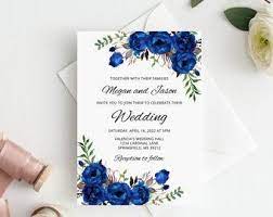 Blue Wedding Invitation Template Royal Blue Wedding Etsy In 2021 Bridal Shower Invitations Printable Blue Bridal Shower Invitations Bridal Shower Invitations Printable Free