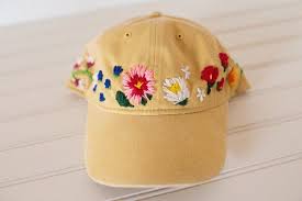 Hand Embroidered Hat Custom Embroidered Hat Floral Etsy Embroidered Hats Custom Embroidered Hats Hat Embroidery