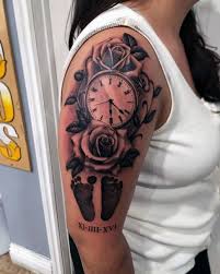 Clock and rose tattoos together represent a connection to time, both permanent and impermanent, and a stunning piece of. Top 90 Best Clock Tattoo Designs For Women Timeless Body Art