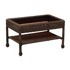 Get free shipping on qualified concrete frame outdoor coffee tables or buy online pick up in store today in the outdoors department. Stylewell Mix And Match Brown Wicker Outdoor Coffee Table 65 51686b 5c The Home Depot Outdoor Coffee Tables Brown Wicker Patio Furniture Fire Pit Coffee Table