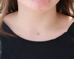 Dermal piercings can be placed on any flat surface of the body, but are most commonly placed on the cheekbones, on the collar bones, back dimples, back of the neck, arms, hips, forearms, or chest. Dermal Anchor Throat By Rurekk On Deviantart
