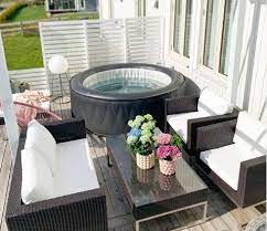 Combining a hot tub and a chimney or a flame dish makes the climate extraordinary, maybe look at garden furniture or products from gardensite. Garden Hot Tub Ideas Garden Patch