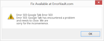 A 503 service unavailable error means that the website's server is not available, usually due to maintenance or server overloading. How To Fix Error 503 Google Talk Error 503 Error 503 Google Talk Has Encountered A Problem And Needs To Close We Are Sorry For The Inconvenience